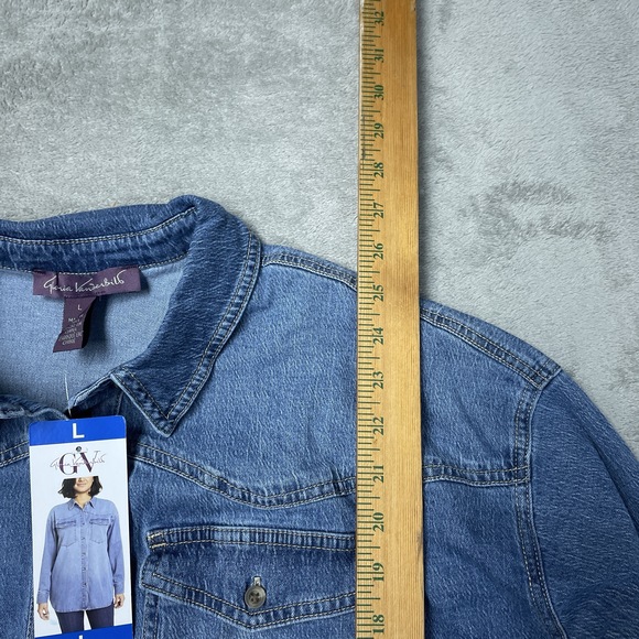 Gloria Vanderbilt Women's L Button-Up Blue Denim Shirt H1197 - Picture 3 of 8